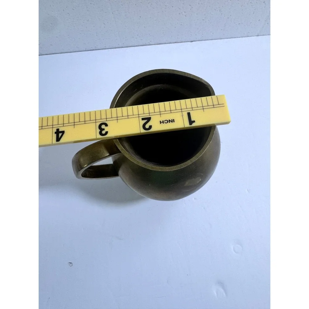 Vintage Solid‎ Brass Pitcher Vase Made in India Hand Crafted Decorative Jug 6in